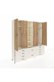 Hyperion Dolap 9 Raflı 10 Çekmeceli 2 Askılı 220x44x243 Aytaşı-Çam/Aytaşı