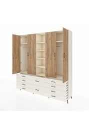 Hyperion Dolap 9 Raflı 10 Çekmeceli 2 Askılı 220x44x243 Aytaşı-Çam/Aytaşı