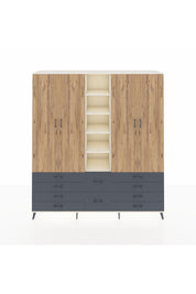 Hyperion Dolap 9 Raflı 10 Çekmeceli 2 Askılı 220x44x243 Aytaşı-Çam/Antrasit