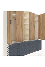 Hyperion Dolap 9 Raflı 10 Çekmeceli 2 Askılı 220x44x243 Aytaşı-Çam/Antrasit