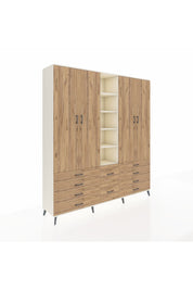 Hyperion Dolap 9 Raflı 10 Çekmeceli 2 Askılı 220x44x243 Aytaşı-Çam/Çam