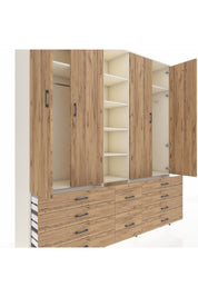 Hyperion Dolap 9 Raflı 10 Çekmeceli 2 Askılı 220x44x243 Aytaşı-Çam/Çam