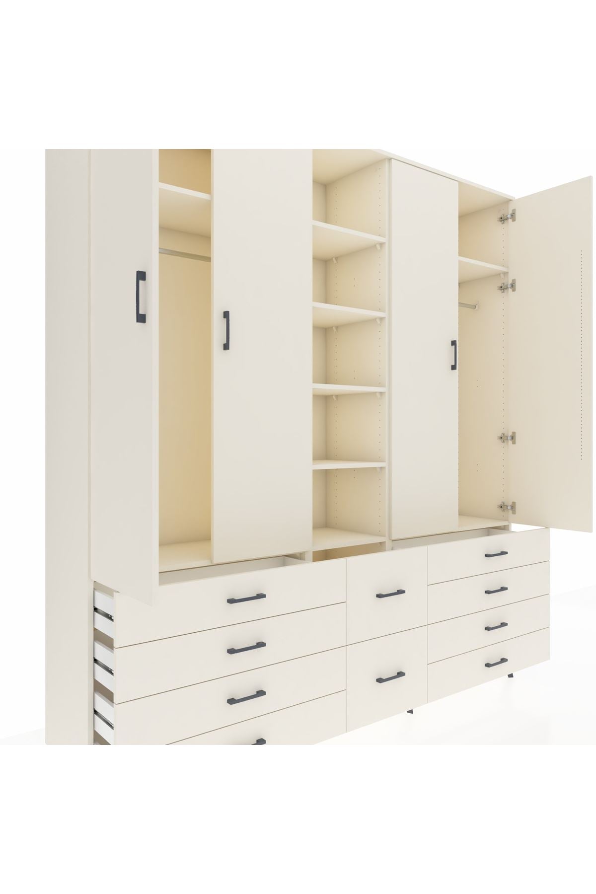 Hyperion Dolap 9 Raflı 10 Çekmeceli 2 Askılı 220x44x243 Aytaşı-Aytaşı/Aytaşı