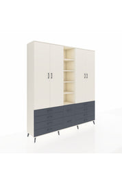 Hyperion Dolap 9 Raflı 10 Çekmeceli 2 Askılı 220x44x243 Aytaşı-Aytaşı/Antrasit