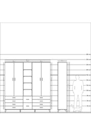 Hyperion Dolap 9 Raflı 10 Çekmeceli 2 Askılı 220x44x243 - S553M003V04B