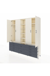 Hyperion Dolap 9 Raflı 10 Çekmeceli 2 Askılı 220x44x243 Aytaşı-Aytaşı/Antrasit