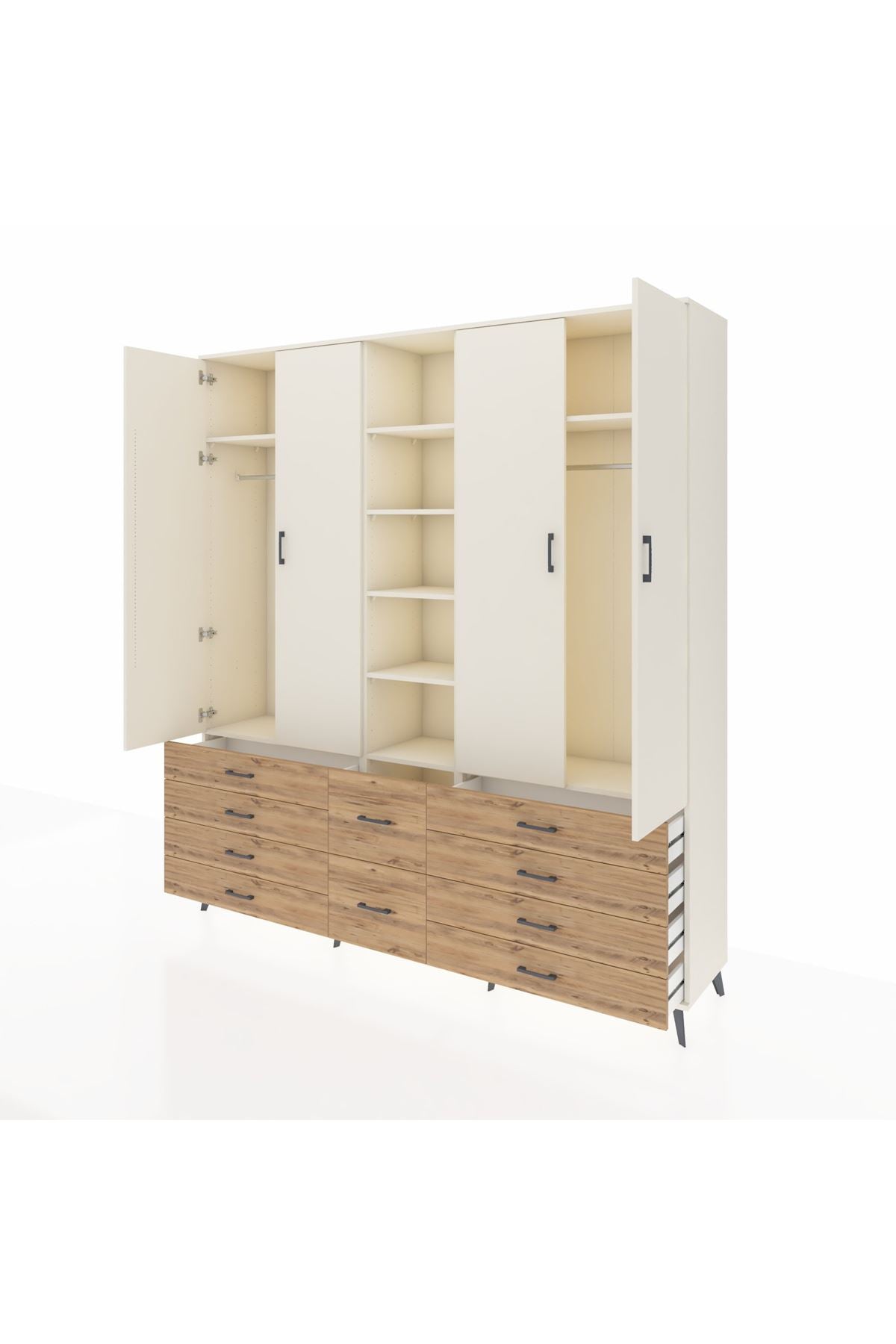 Hyperion Dolap 9 Raflı 10 Çekmeceli 2 Askılı 220x44x243 Aytaşı-Aytaşı/Çam