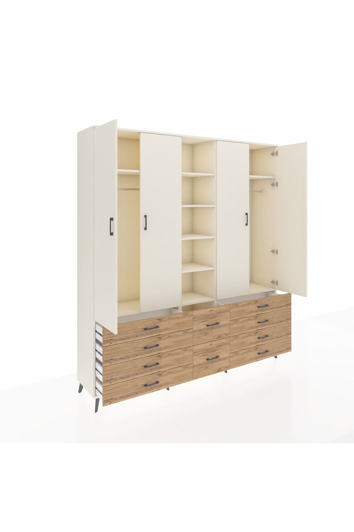 Hyperion Dolap 9 Raflı 10 Çekmeceli 2 Askılı 220x44x243 Aytaşı-Aytaşı/Çam