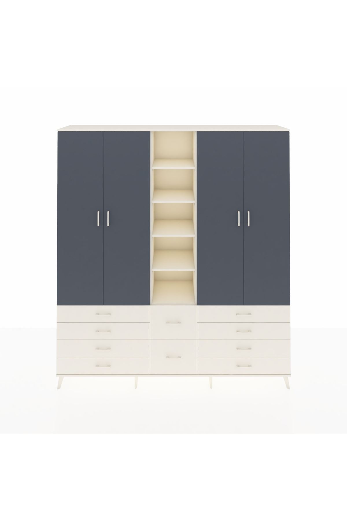 Hyperion Dolap 9 Raflı 10 Çekmeceli 2 Askılı 220x44x243 Aytaşı-Antrasit/Aytaşı