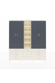 Hyperion Dolap 9 Raflı 10 Çekmeceli 2 Askılı 220x44x243 Aytaşı-Antrasit/Aytaşı