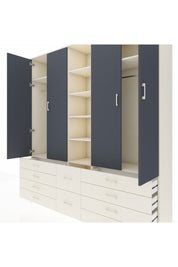 Hyperion Dolap 9 Raflı 10 Çekmeceli 2 Askılı 220x44x243 Aytaşı-Antrasit/Aytaşı