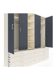 Hyperion Dolap 9 Raflı 10 Çekmeceli 2 Askılı 220x44x243 Aytaşı-Antrasit/Aytaşı