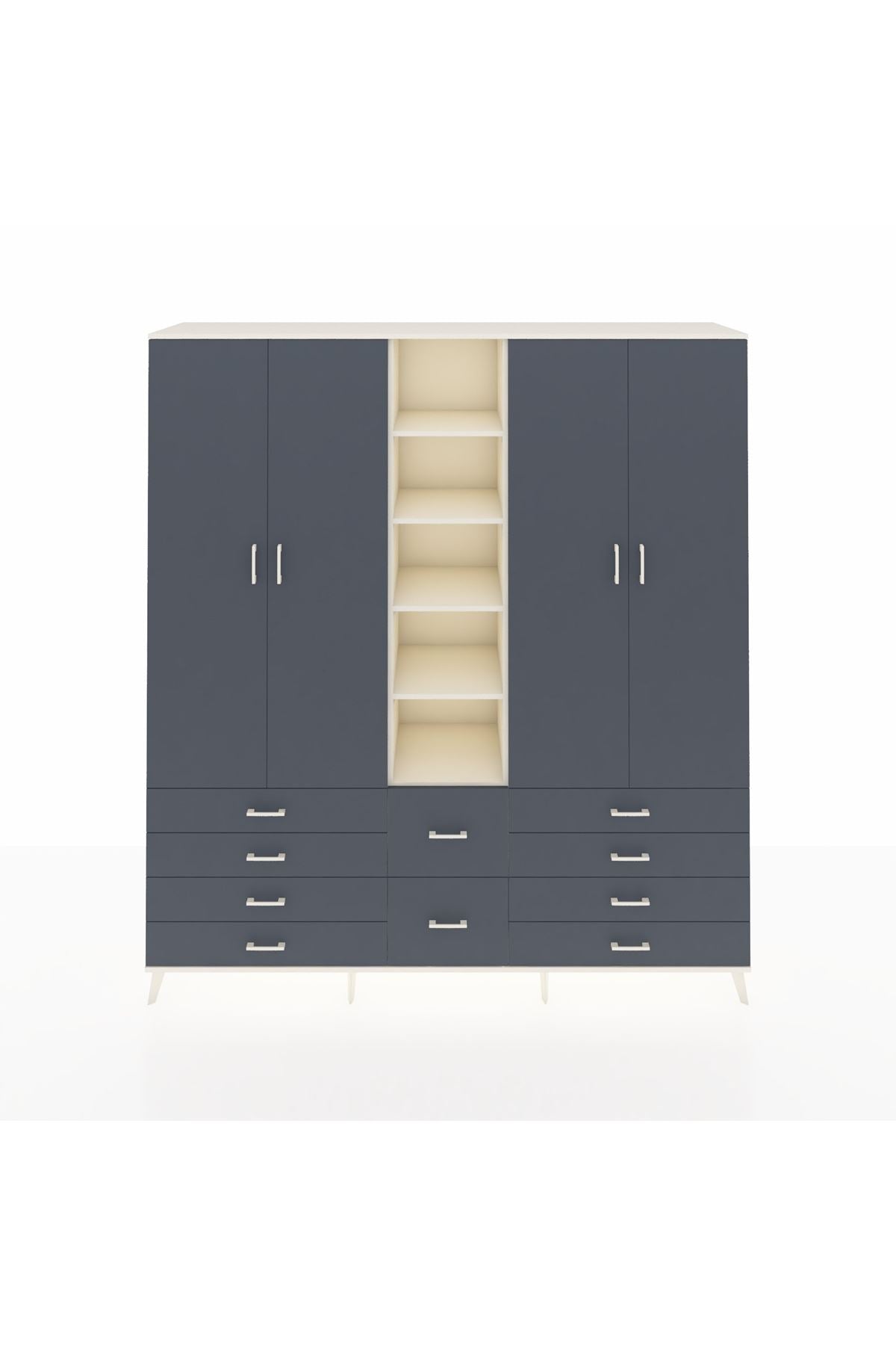 Hyperion Dolap 9 Raflı 10 Çekmeceli 2 Askılı 220x44x243 Aytaşı-Antrasit/Antrasit