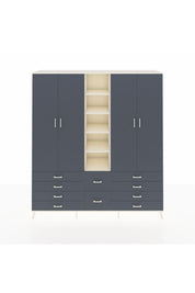 Hyperion Dolap 9 Raflı 10 Çekmeceli 2 Askılı 220x44x243 Aytaşı-Antrasit/Antrasit