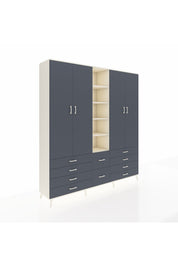 Hyperion Dolap 9 Raflı 10 Çekmeceli 2 Askılı 220x44x243 Aytaşı-Antrasit/Antrasit