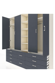 Hyperion Dolap 9 Raflı 10 Çekmeceli 2 Askılı 220x44x243 Aytaşı-Antrasit/Antrasit