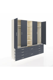 Hyperion Dolap 9 Raflı 10 Çekmeceli 2 Askılı 220x44x243 Aytaşı-Antrasit/Antrasit