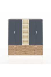 Hyperion Dolap 9 Raflı 10 Çekmeceli 2 Askılı 220x44x243 Aytaşı-Antrasit/Çam