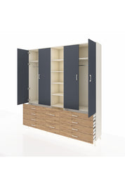 Hyperion Dolap 9 Raflı 10 Çekmeceli 2 Askılı 220x44x243 Aytaşı-Antrasit/Çam