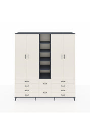 Hyperion Dolap 9 Raflı 10 Çekmeceli 2 Askılı 220x44x243 Antrasit-Aytaşı/Aytaşı