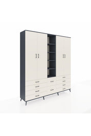 Hyperion Dolap 9 Raflı 10 Çekmeceli 2 Askılı 220x44x243 Antrasit-Aytaşı/Aytaşı