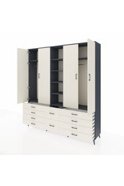 Hyperion Dolap 9 Raflı 10 Çekmeceli 2 Askılı 220x44x243 Antrasit-Aytaşı/Aytaşı