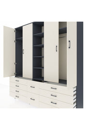 Hyperion Dolap 9 Raflı 10 Çekmeceli 2 Askılı 220x44x243 Antrasit-Aytaşı/Aytaşı