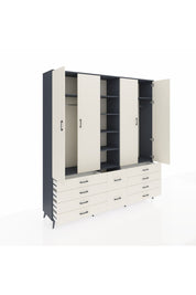 Hyperion Dolap 9 Raflı 10 Çekmeceli 2 Askılı 220x44x243 Antrasit-Aytaşı/Aytaşı