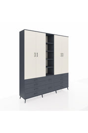 Hyperion Dolap 9 Raflı 10 Çekmeceli 2 Askılı 220x44x243 Antrasit-Aytaşı/Antrasit