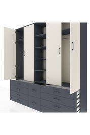 Hyperion Dolap 9 Raflı 10 Çekmeceli 2 Askılı 220x44x243 Antrasit-Aytaşı/Antrasit