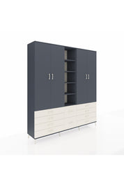 Hyperion Dolap 9 Raflı 10 Çekmeceli 2 Askılı 220x44x243 Antrasit-Antrasit/Aytaşı