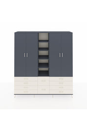 Hyperion Dolap 9 Raflı 10 Çekmeceli 2 Askılı 220x44x243 Antrasit-Antrasit/Aytaşı