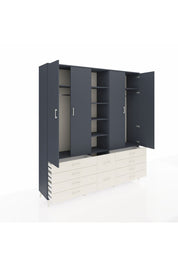 Hyperion Dolap 9 Raflı 10 Çekmeceli 2 Askılı 220x44x243 Antrasit-Antrasit/Aytaşı