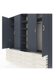 Hyperion Dolap 9 Raflı 10 Çekmeceli 2 Askılı 220x44x243 Antrasit-Antrasit/Aytaşı