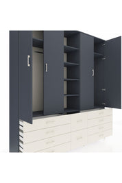 Hyperion Dolap 9 Raflı 10 Çekmeceli 2 Askılı 220x44x243 Antrasit-Antrasit/Aytaşı