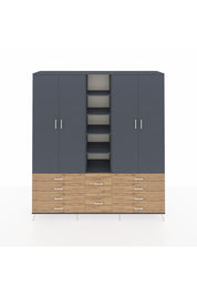 Hyperion Dolap 9 Raflı 10 Çekmeceli 2 Askılı 220x44x243 Antrasit-Antrasit/Çam
