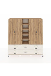 Hyperion Dolap 9 Raflı 10 Çekmeceli 2 Askılı 220x44x243 Çam-Çam/Aytaşı