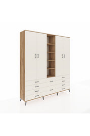 Hyperion Dolap 9 Raflı 10 Çekmeceli 2 Askılı 220x44x243 Çam-Aytaşı/Aytaşı