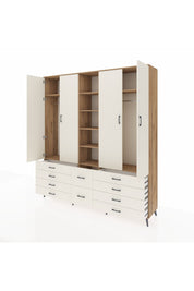 Hyperion Dolap 9 Raflı 10 Çekmeceli 2 Askılı 220x44x243 Çam-Aytaşı/Aytaşı