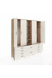 Hyperion Dolap 9 Raflı 10 Çekmeceli 2 Askılı 220x44x243 Çam-Aytaşı/Aytaşı