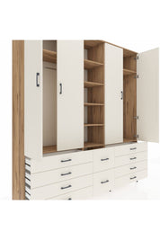 Hyperion Dolap 9 Raflı 10 Çekmeceli 2 Askılı 220x44x243 Çam-Aytaşı/Aytaşı