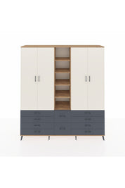 Hyperion Dolap 9 Raflı 10 Çekmeceli 2 Askılı 220x44x243 Çam-Aytaşı/Antrasit