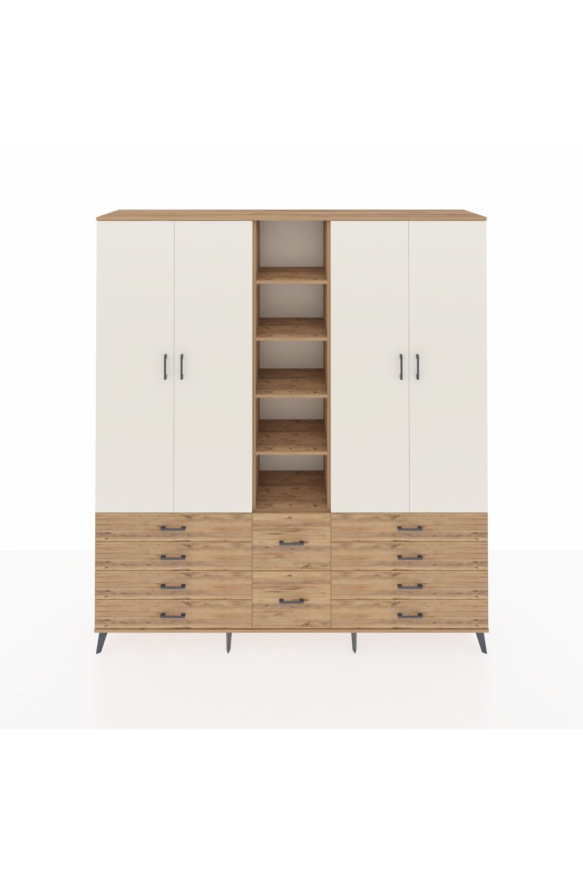 Hyperion Dolap 9 Raflı 10 Çekmeceli 2 Askılı 220x44x243 Çam-Aytaşı/Çam