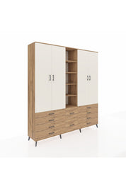 Hyperion Dolap 9 Raflı 10 Çekmeceli 2 Askılı 220x44x243 Çam-Aytaşı/Çam