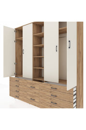 Hyperion Dolap 9 Raflı 10 Çekmeceli 2 Askılı 220x44x243 Çam-Aytaşı/Çam