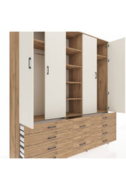 Hyperion Dolap 9 Raflı 10 Çekmeceli 2 Askılı 220x44x243 Çam-Aytaşı/Çam