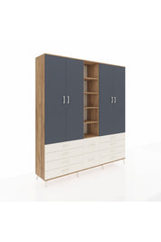 Hyperion Dolap 9 Raflı 10 Çekmeceli 2 Askılı 220x44x243 Çam-Antrasit/Aytaşı