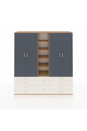 Hyperion Dolap 9 Raflı 10 Çekmeceli 2 Askılı 220x44x243 Çam-Antrasit/Aytaşı