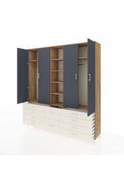 Hyperion Dolap 9 Raflı 10 Çekmeceli 2 Askılı 220x44x243 Çam-Antrasit/Aytaşı