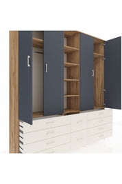 Hyperion Dolap 9 Raflı 10 Çekmeceli 2 Askılı 220x44x243 Çam-Antrasit/Aytaşı